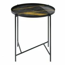 Lambert Tabio Beistelltisch - Höhe 53 Cm - Ø 46 Cm - Anthrazit-gold