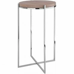 Fink Living Fink BRIXTON Beistelltisch - Höhe 41 Cm - Ø 35cm - Braun, Silberfarben