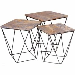 House Nordic Ranchi Beistelltisch - 3er-Set - 2 Stück à 41x37x33 Cm + 47x44x41 Cm - Grau