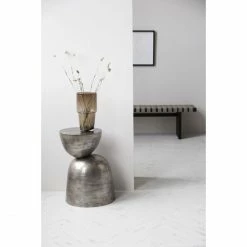 House Doctor Heena Beistelltisch - Ø 40 Cm - Höhe 55 Cm - Silberfarben -Lambert-shop unnamed file 1631