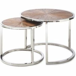 Riviera Maison Rivièra Maison Greenwich Beistelltische Im 2er-Set - 2er-Set - Ø45/60 Cm - Höhe 37/43 Cm - Silberfarben