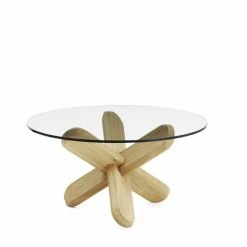 Normann Copenhagen Ding Tisch - Ø 75 Cm - Höhe 40 Cm - Glass/oak
