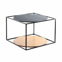 Kayoom Cody Beistelltisch - 50x50 Cm - Höhe 36 Cm - Braun/schwarz/schwarz