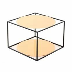 Kayoom Cody Beistelltisch - 50x50 Cm - Höhe 36 Cm - Orange/schwarz