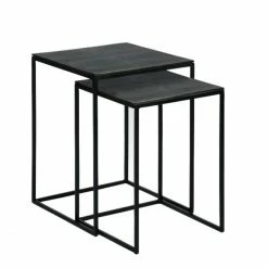 Lambert Dagny Beistelltisch 2er-Set - H 47,5 Cm - 35,5x35,5 Cm / H 52,5 Cm - 40,5x40,5 Cm - Schwarz