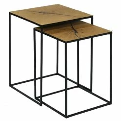 Lambert Sayo Beistelltischset - 35,5x35,5 Cm - H 48 Cm / 40,5x40,5 Cm - H 52 Cm - Braun