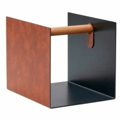 Lind DNA Bull Holzkorb + Beistelltisch - 32x38x31 Cm - Cognac/black/nature