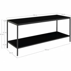 House Nordic Vita Fernsehtisch - 36x100 Cm - Höhe 45 Cm - Schwarzer Rahmen - Schwarze Tischplatte -Lambert-shop unnamed file 1922
