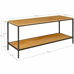 House Nordic Vita Fernsehtisch - 36x100 Cm - Höhe 45 Cm - Schwarzer Rahmen - Eichen-Tischplatte -Lambert-shop unnamed file 2107