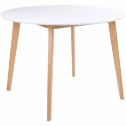 House Nordic Vojens Esstisch - Ø105 Cm - Höhe 75 Cm - Weiß - Mit Holzbeinen