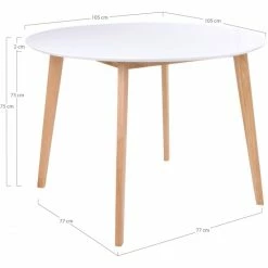 House Nordic Vojens Esstisch - Ø105 Cm - Höhe 75 Cm - Weiß - Mit Holzbeinen -Lambert-shop unnamed file 2231