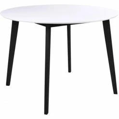 House Nordic Vojens Esstisch - Ø105 Cm - Höhe 75 Cm - Weiß - Mit Schwarzen Tischbeinen