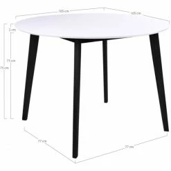 House Nordic Vojens Esstisch - Ø105 Cm - Höhe 75 Cm - Weiß - Mit Schwarzen Tischbeinen -Lambert-shop unnamed file 2237