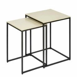 Lambert Amaya Beistelltisch - Set - Set 35x35x48cm / 40x40x52 Cm - Schwarz/natur