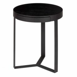 Lambert Harry Beistelltisch Mit Schublade - Höhe 57 Cm - Ø 45 Cm - Schwarz