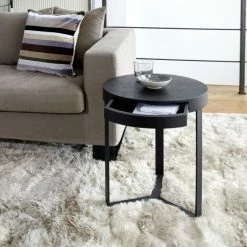 Lambert Harry Beistelltisch Mit Schublade - Höhe 57 Cm - Ø 45 Cm - Schwarz 6 Lambert Harry Beistelltisch Mit Schublade - Höhe 57 Cm - Ø 45 Cm - Schwarz -Lambert-shop unnamed file 256