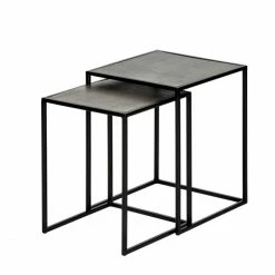 Lambert Leggero Beistelltisch-Set - 31 X 31 X 42,5 Cm/ 35 X 35 X 45 Cm - Schwarz-graphit-vernickelt