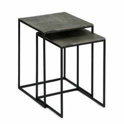 Lambert Dado Beistelltisch-Satz - 35,5x35,5 Cm - H 48 Cm / 40,5x40,5 Cm - H 52 Cm - Schwarz