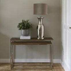 Riviera Maison Rivièra Maison Bushwick Beistelltische Im 2er-Set - 2er-Set - 110/120x30/30x70/78 Cm - Silberfarben -Lambert-shop unnamed file 380