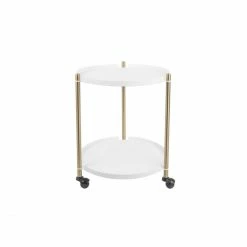 LEITMOTIV Thrill Beistelltisch - Höhe 52 Cm - Ø 42,5 Cm - Gold-white