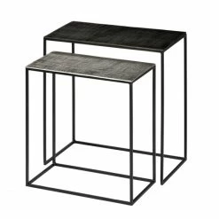 Lambert Yuki Beistelltisch-Set - 50 X 26 X 55 Cm/ 43 X 22 X 49 Cm - Schwarz-graphit-vernickelt
