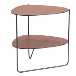 Lind DNA Curve Coffee Double Bull Tisch - 45x43x37 Cm - Cognac/ Black