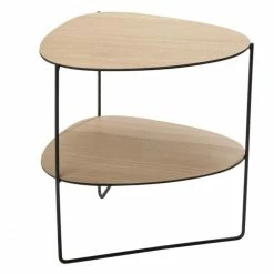 Lind DNA Curve Coffee Double Wood Eiche Tisch - 45x37x44 Cm - Wood/black/ Nature