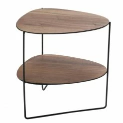 Lind DNA Curve Coffee Double Wood Walnut Tisch - 45x37x44 Cm - Wood Walnut/ Black/ Nature