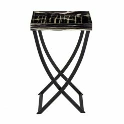 Lambert Tracy Zebrano Tabletttisch - 43x43 Cm - Höhe 66 Cm - Schwarz-weiß -Lambert-shop unnamed file 598