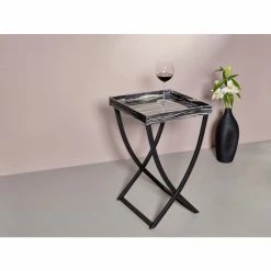 Lambert Tracy Zebrano Tabletttisch - 43x43 Cm - Höhe 66 Cm - Schwarz-weiß -Lambert-shop unnamed file 599