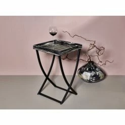 Lambert Tracy Zebrano Tabletttisch - 43x43 Cm - Höhe 66 Cm - Schwarz-weiß -Lambert-shop unnamed file 600
