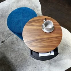 Lambert Harry Beistelltisch Mit Schublade - Höhe 57 Cm - Ø 45 Cm - Schwarz/walnuss -Lambert-shop unnamed file 604