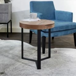 Lambert Harry Beistelltisch Mit Schublade - Höhe 57 Cm - Ø 45 Cm - Schwarz/walnuss -Lambert-shop unnamed file 605