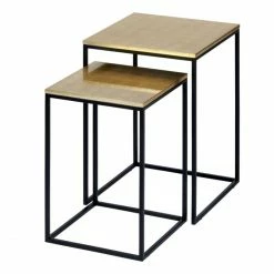 Lambert Akari Beistelltisch - Set - Set 30x30 Cm - Höhe 47 Cm / 36x36 Cm - Höhe 54 Cm - Schwarz/blattgold