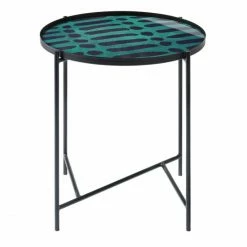 Lambert Tabio Beistelltisch - Höhe 53 Cm - Ø 46 Cm - Petrol-schwarz