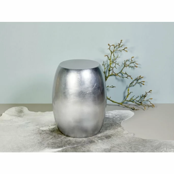 Lambert Keiko Hocker Mit Blattsilber - Höhe: 51, Ø 40 Cm - Silber Glänzend 2 Lambert Keiko Hocker Mit Blattsilber - Höhe: 51, Ø 40 Cm - Silber Glänzend – Bild 2