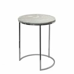 Fink Living Fink HAKON Beistelltisch - 40x40x50 Cm - Silberfarben + Weiß