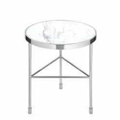 Fink Living Fink VERONA Beistelltisch - ø 34 Cm - Höhe 40 Cm - Weiss