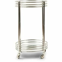 Riviera Maison Rivièra Maison L'hotel Beistelltisch Auf Rollen - Ø 52 Cm - Höhe 81 Cm - Silberfarben