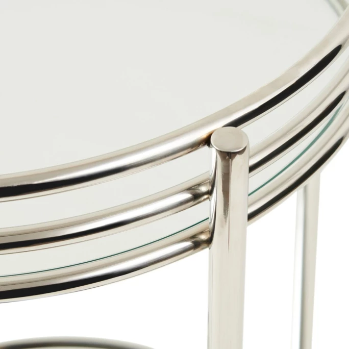 Riviera Maison Rivièra Maison L'hotel Beistelltisch Auf Rollen - Ø 52 Cm - Höhe 81 Cm - Silberfarben 4 Riviera Maison Rivièra Maison L'hotel Beistelltisch Auf Rollen - Ø 52 Cm - Höhe 81 Cm - Silberfarben – Bild 4