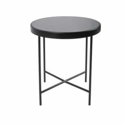 Leitmotiv Smooth Beistelltisch - Höhe 46 Cm - Ø 42,5 Cm - Matt Black