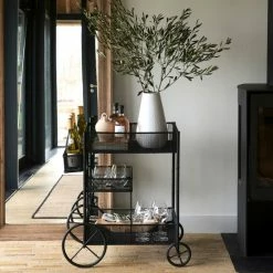 Riviera Maison Rivièra Maison Punta Cana Servierwagen - 90x46x81 Cm - Schwarz -Lambert-shop unnamed file 761