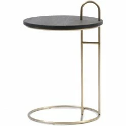 Riviera Maison Rivièra Maison St. Lucia Beistelltisch - Ø 45 Cm - Höhe 55/67 Cm - Goldfarben